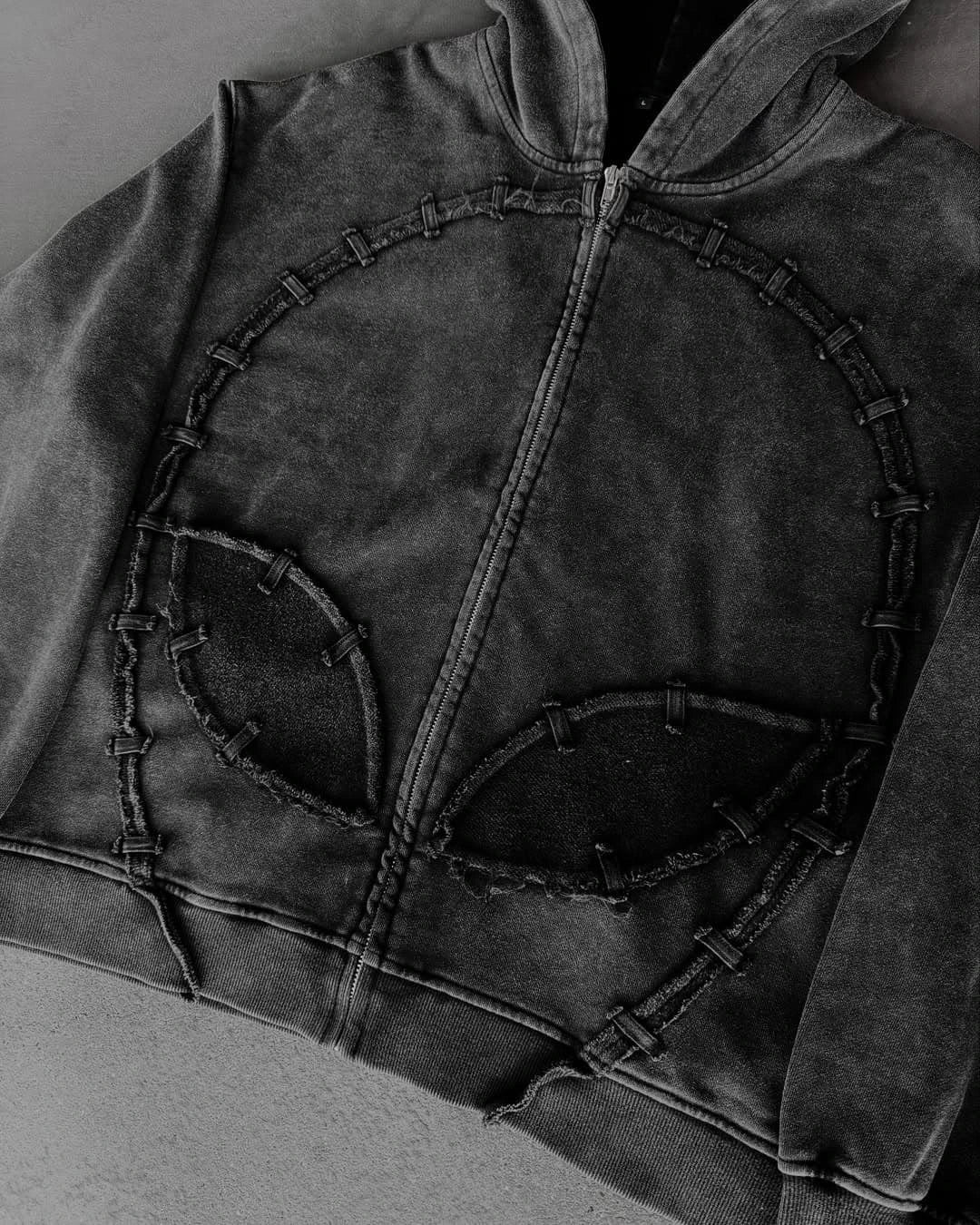 Outsider Distressed Full-Zip Hoodie