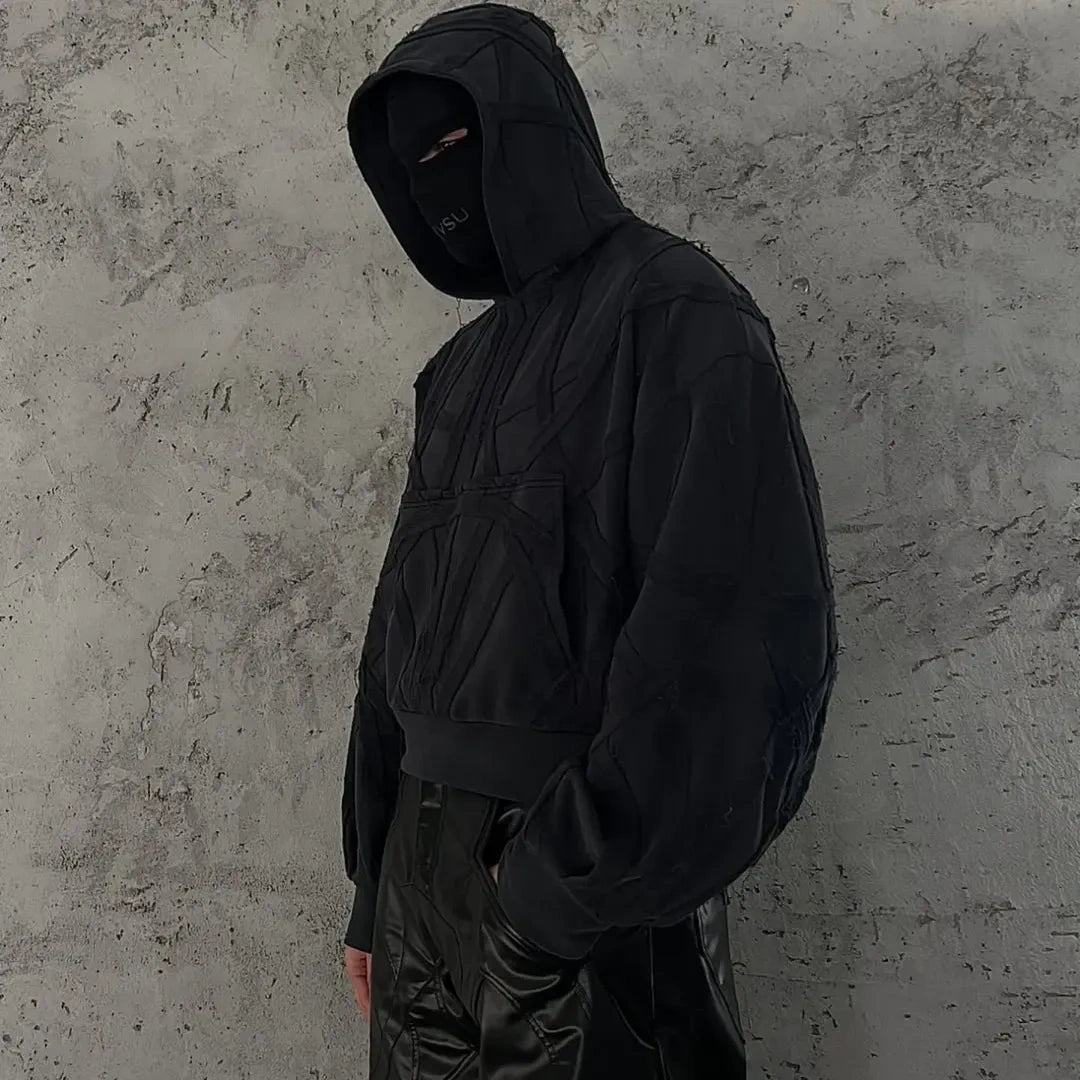 Oversized Black Cropped Hoodie