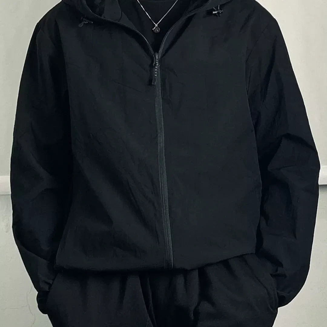 Black Lightweight Hooded Jacket